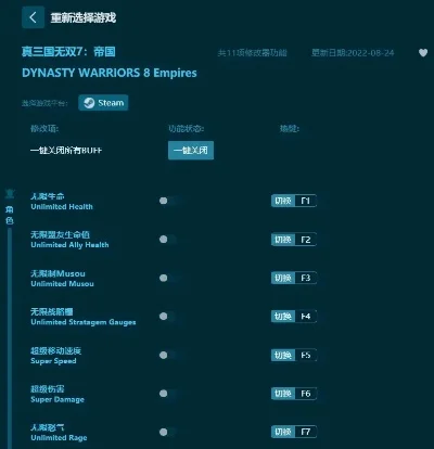 真三国无双7：帝国完美修改器!!!-真三国无双7修改器介绍